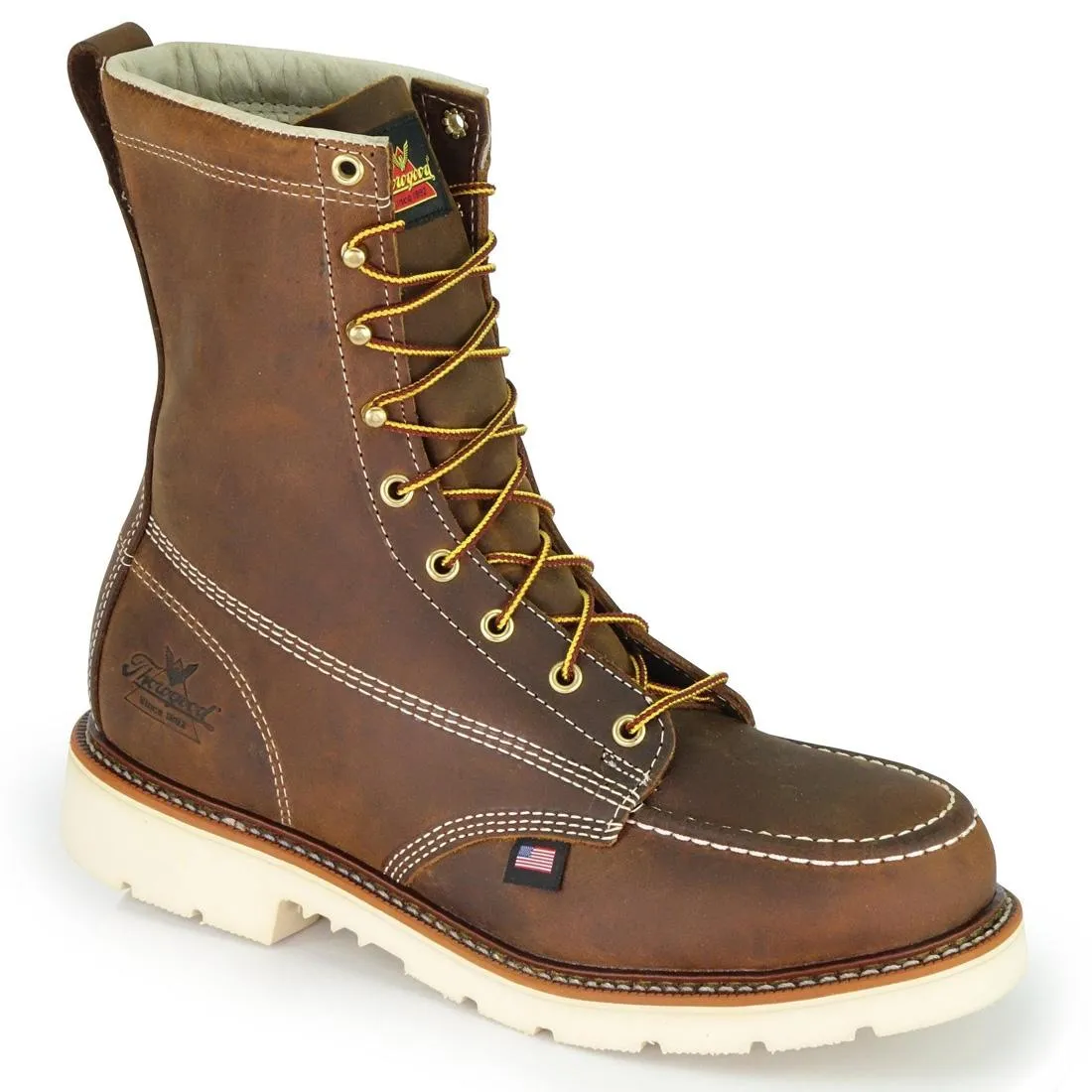 American Heritage 8" Steel-Toe Moc Toe Boot Maxwear 90 Trail Crazy Horse