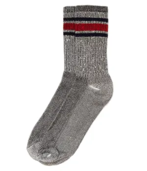 american trench - MERINO ACTIVITY CREW SOCK in Grey w/Navy & Red