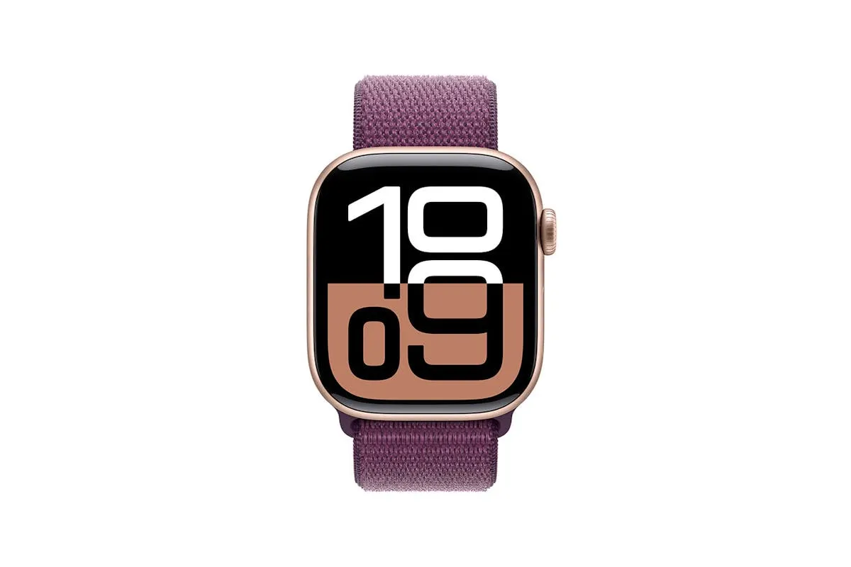 Apple Watch Series 10 | 42mm | Rose Gold Aluminium Case Plum Sport Loop