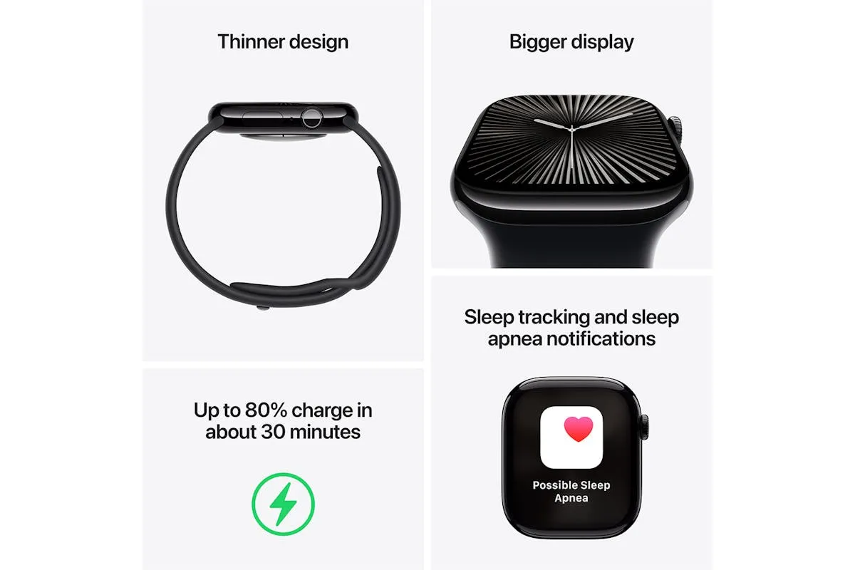 Apple Watch Series 10 | 46mm | Jet Black Aluminium Case Black Sport Band M/L