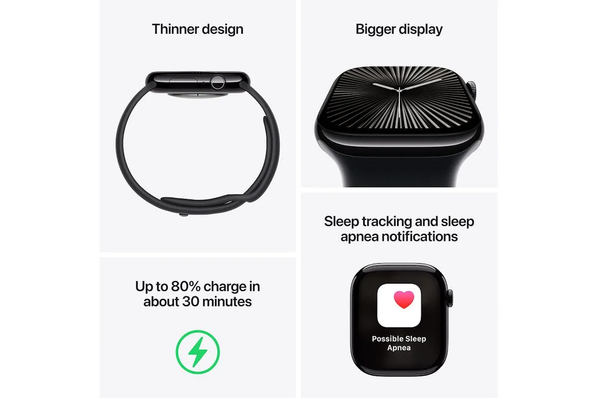 Apple Watch Series 10 GPS | 42mm | Jet Black Aluminium Case with Ink Sport Loop