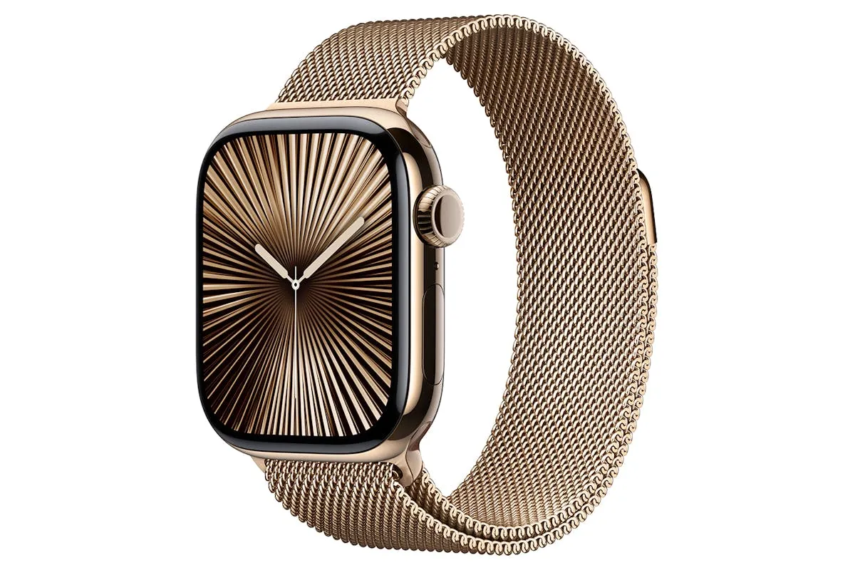 Apple Watch Series 10 GPS   Cellular | 42mm | Gold Titanium Case with Gold Milanese Loop