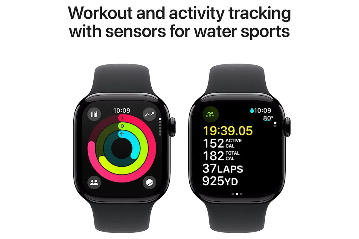 Apple Watch Series 10 GPS   Cellular | 42mm | Jet Black Aluminium Case with Black Sport Band M/L