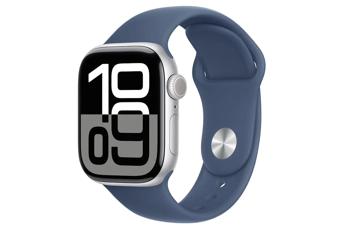 Apple Watch Series 10 GPS   Cellular | 42mm | Silver Aluminium Case with Denim Sport Band M/L