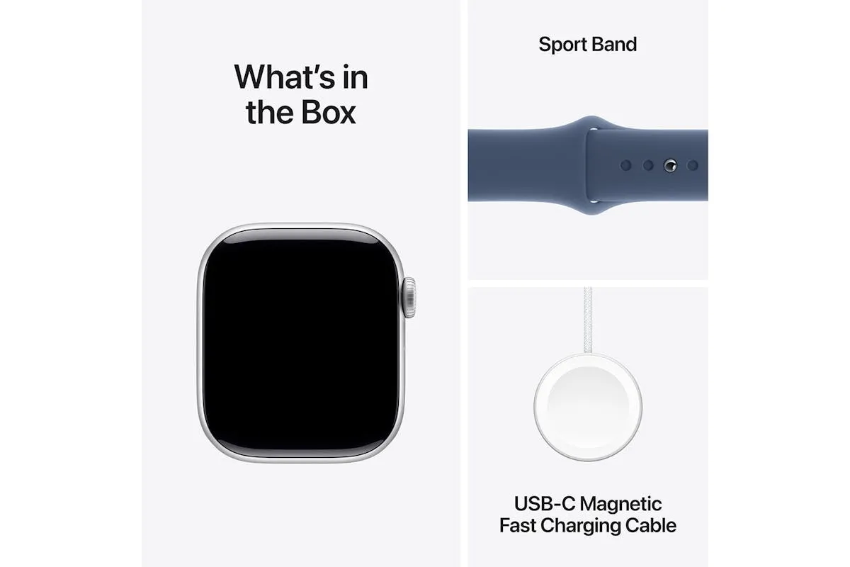 Apple Watch Series 10 GPS   Cellular | 42mm | Silver Aluminium Case with Denim Sport Band M/L