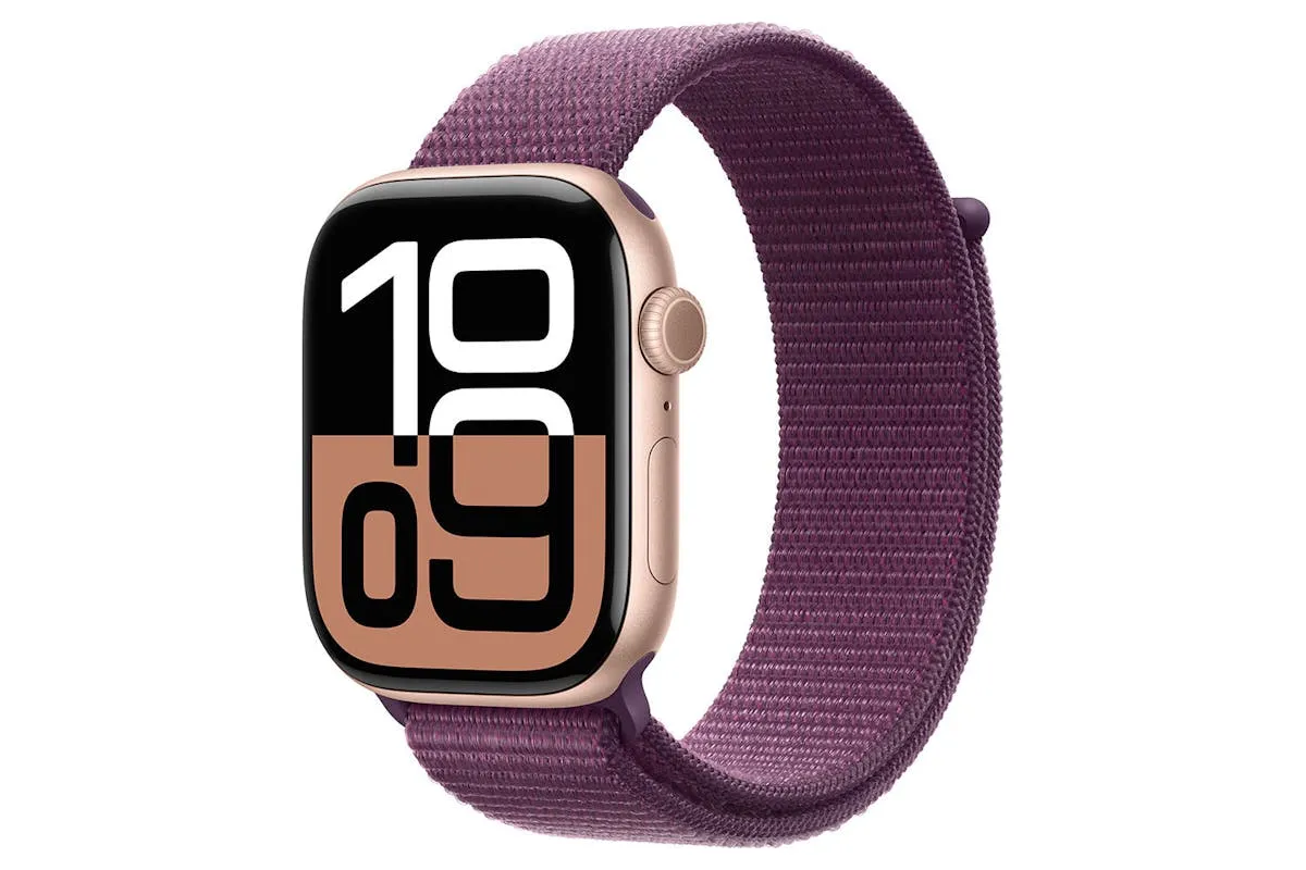 Apple Watch Series 10 GPS   Cellular | 46mm | Rose Gold Aluminium Case with Plum Sport Loop