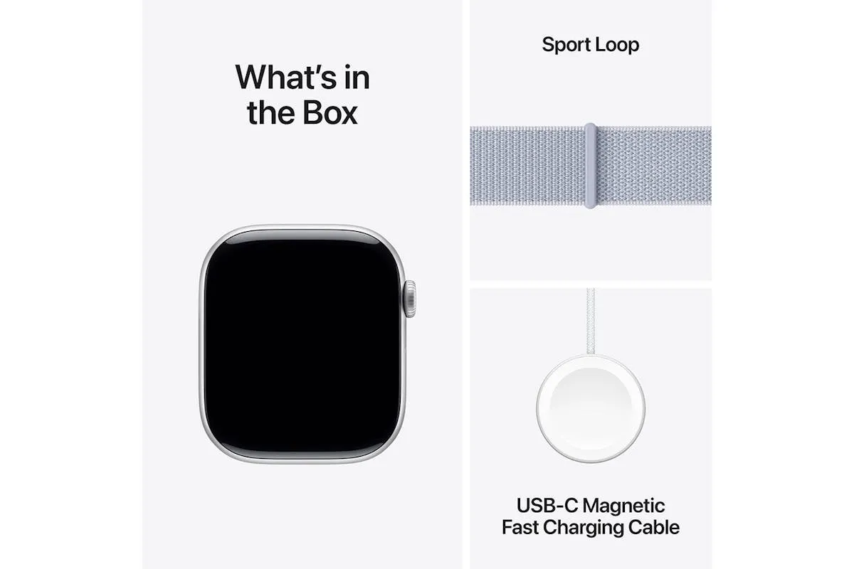 Apple Watch Series 10 GPS   Cellular | 46mm | Silver Aluminium Case with Blue Cloud Sport Loop