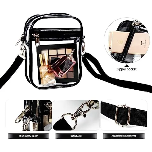 Armiwiin Clear Bag Stadium Approved, Clear Crossbody Purse Bag with Front Pocket for Concerts Sports Events Festivals