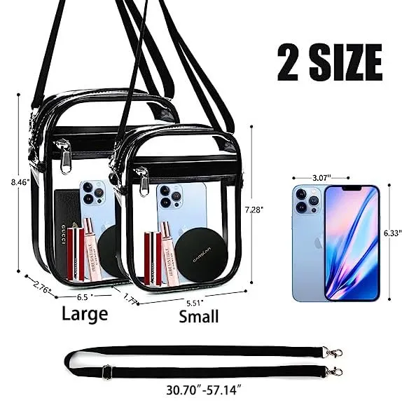 Armiwiin Clear Bag Stadium Approved, Clear Crossbody Purse Bag with Front Pocket for Concerts Sports Events Festivals