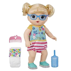 Baby Alive Step Giggle Baby Blonde Hair Doll with Light-up Shoes, Responds with 25  Sounds and Phrases, Drinks and Wets