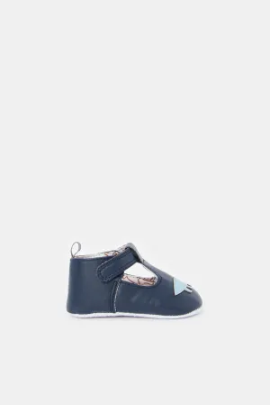 Baby Navy Dinosaur Pram Shoe