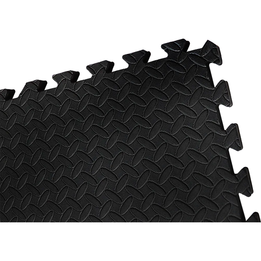 Black EVA Foam Gym Mats, Slip-Free, Water-Resistant, 12 Tiles