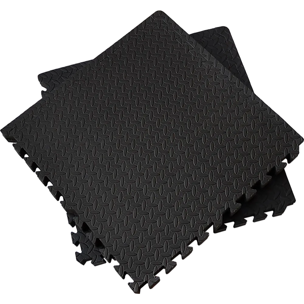 Black EVA Foam Gym Mats, Slip-Free, Water-Resistant, 12 Tiles