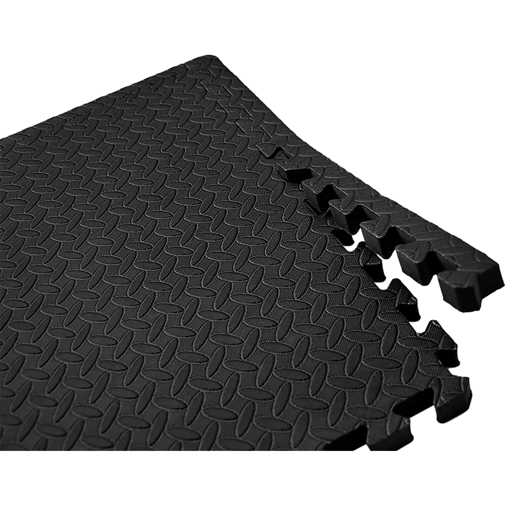 Black EVA Foam Gym Mats, Slip-Free, Water-Resistant, 12 Tiles