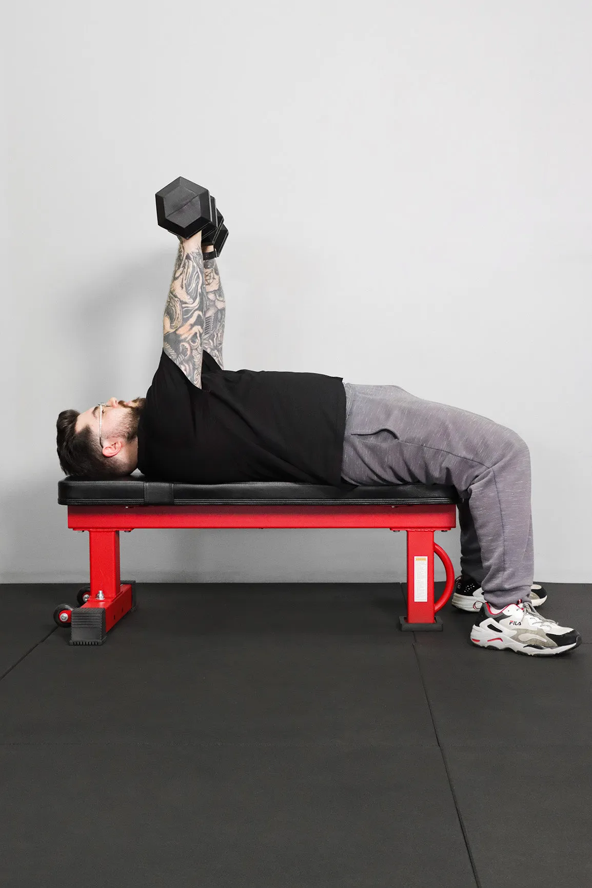 Body Iron Commercial Flat Bench Red Frame