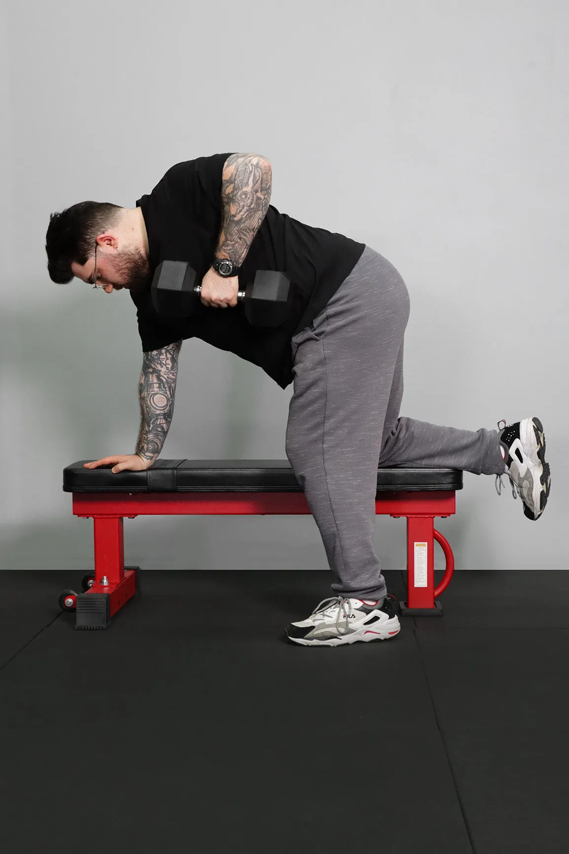 Body Iron Commercial Flat Bench Red Frame