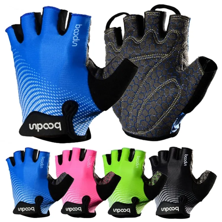 BOODUN 1096 Non-slip Wear-resistant Breathable Fitness Sports Silicone Gloves, Size:XL(Black)