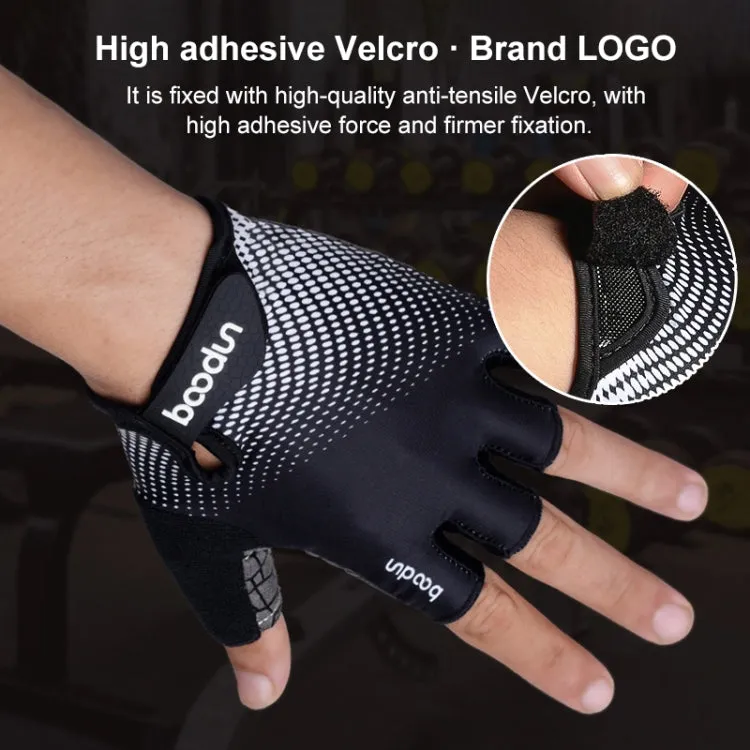 BOODUN 1096 Non-slip Wear-resistant Breathable Fitness Sports Silicone Gloves, Size:XL(Black)