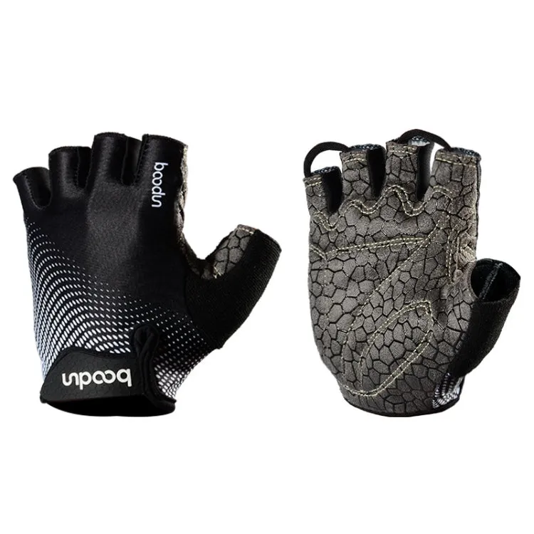 BOODUN 1096 Non-slip Wear-resistant Breathable Fitness Sports Silicone Gloves, Size:XL(Black)