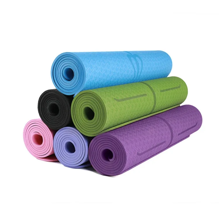 BSJ002 TPE Double Layer Two-Color Yoga Mat Fitness Mat with Body Line, Specification: 183 x 61 x 0.6cm(Bamboo Cyan   Black)