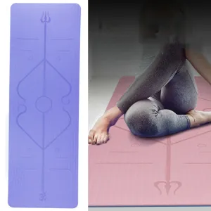 BSJ002 TPE Double Layer Two-Color Yoga Mat Fitness Mat with Body Line, Specification: 183 x 61 x 0.6cm(Violet   Shallow Purple)