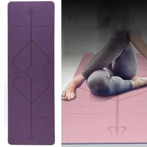 BSJ002 TPE Double Layer Two-Color Yoga Mat Fitness Mat with Body Line, Specification: 183 x 80 x 0.6cm(Deep Purple   Pink)