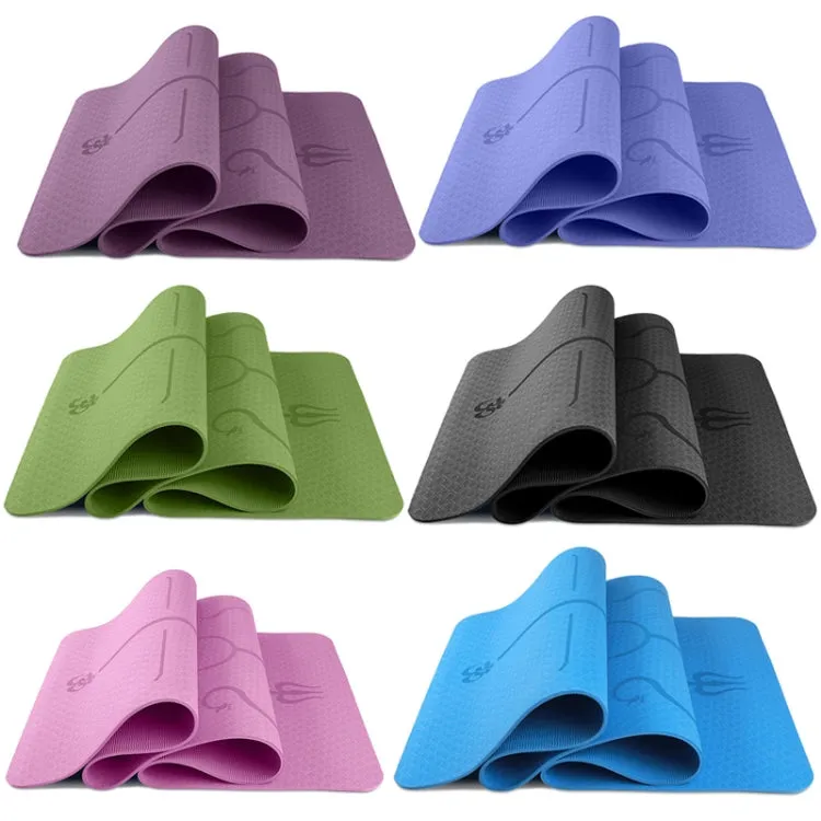 BSJ002 TPE Double Layer Two-Color Yoga Mat Fitness Mat with Body Line, Specification: 183 x 80 x 0.6cm(Deep Purple)