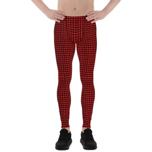 Buffalo Red Plaid Print Meggings, Designer Men's Leggings Running Tights - Made in USA/ MX/ EU