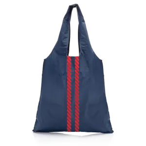 Carryall Tote Bag with Pocket in Nautical Rope Stripes in Matte Navy and Red