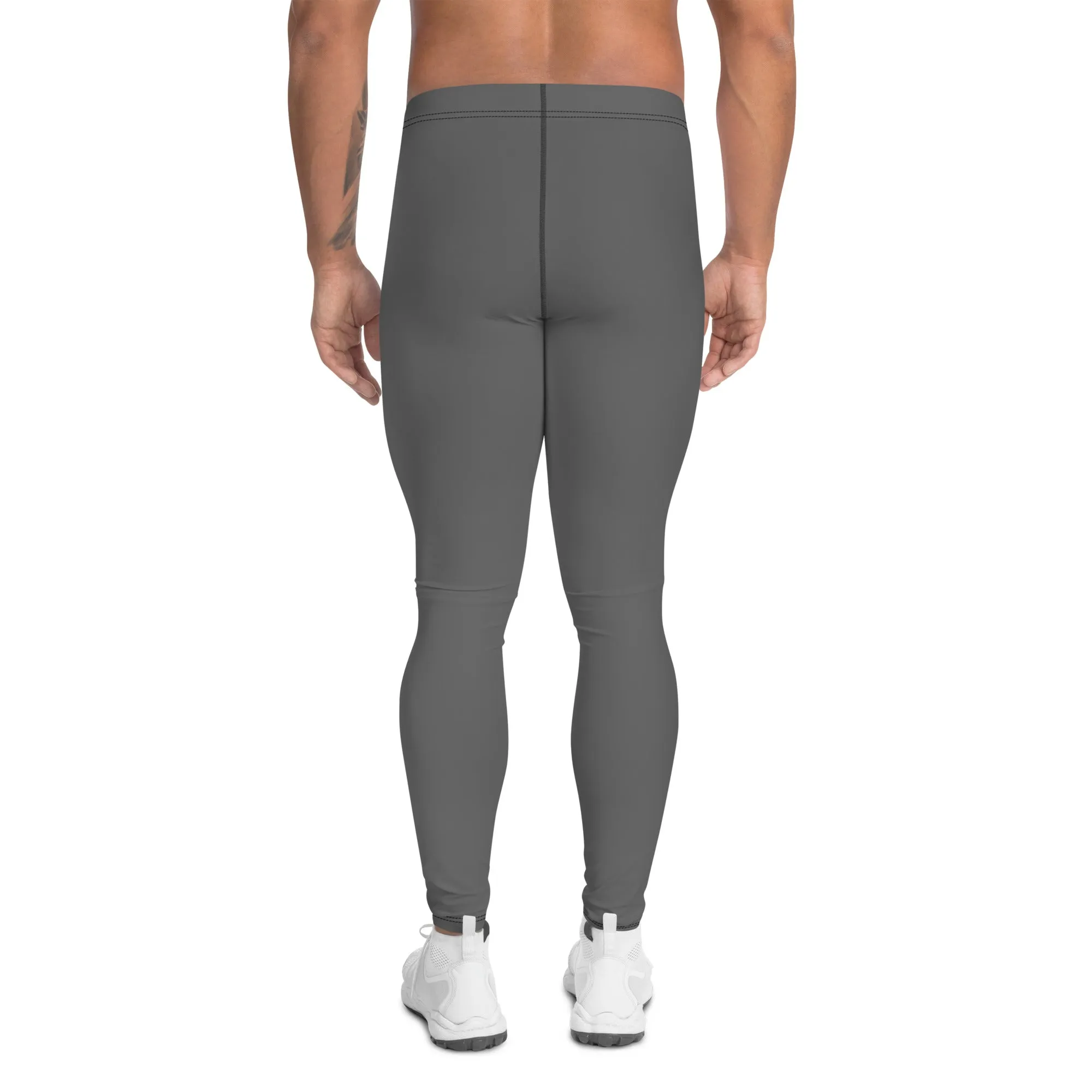 Charcoal Grey Color Men's Leggings, Solid Grey Color Designer Premium Quality Men's Tights Compression Pants - Made in USA/EU/MX