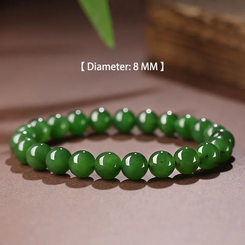 Chinese Classic Minimalist Design Xinjiang Hetian Jade Green Jade Beaded Bracelet