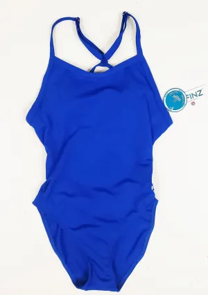 Chlorine Resistant FINZ One Piece Swimsuit Royal Blue Diamond Fit