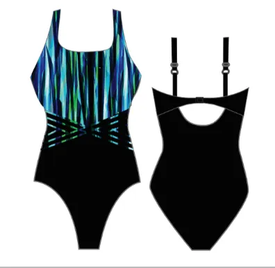 Chlorine Resistant FINZ One Piece Swimsuit Stripes & Black Regular & Plus Sizes