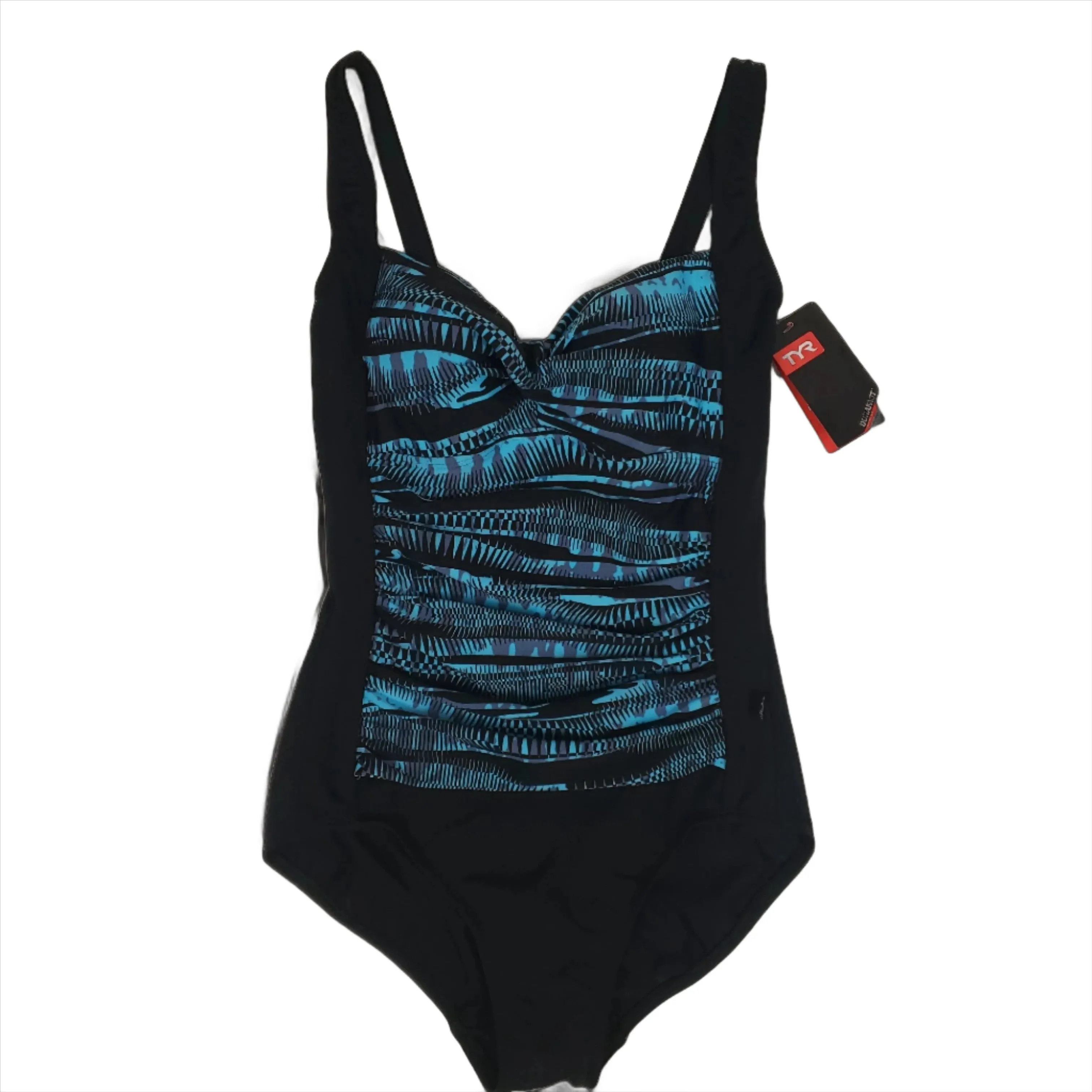 Chlorine Resistant TYR One Piece Black/ Blue Patterned  Size 8