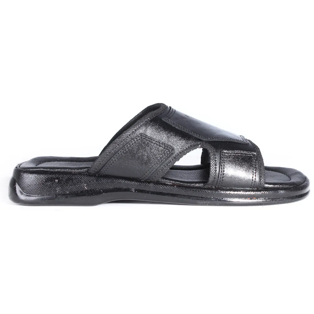 Comfort men Slides/ 100% genuine leather/ handmade/ black -6866