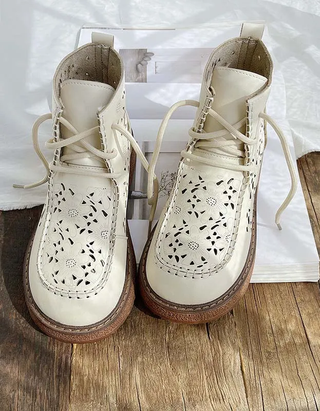 Comfortable Lace-up Hollow Retro Boots