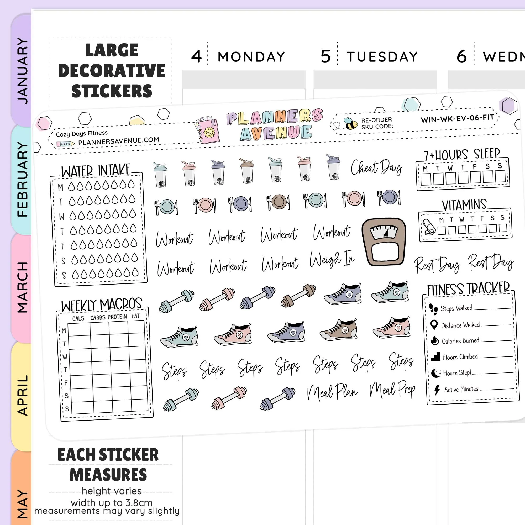 Cozy Days Fitness Planner Stickers