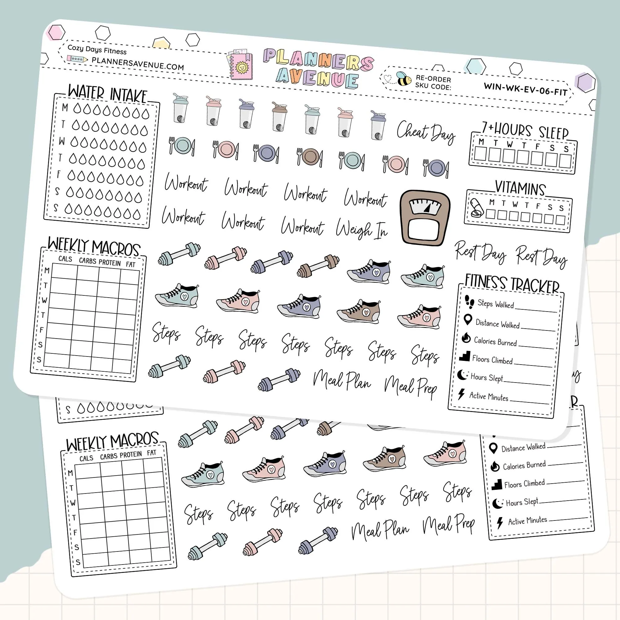 Cozy Days Fitness Planner Stickers