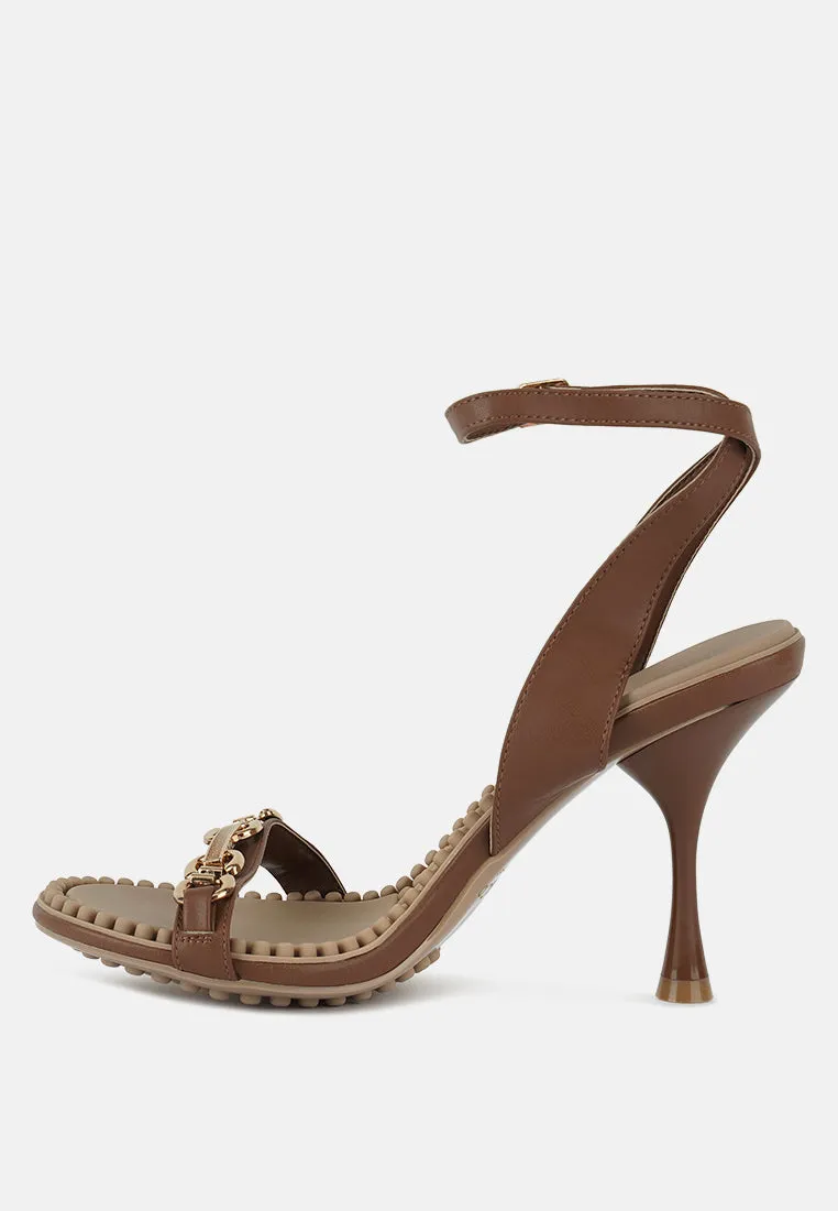 DAENERYS Mocca Horsebit Embellished Sandals