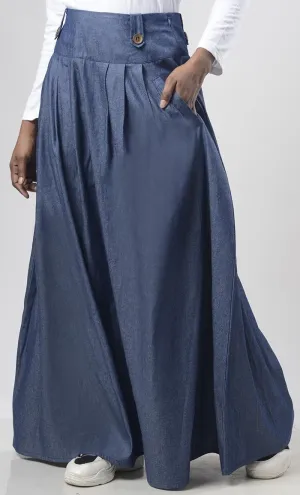 Denim Box Pleated Skirt - Final Sale