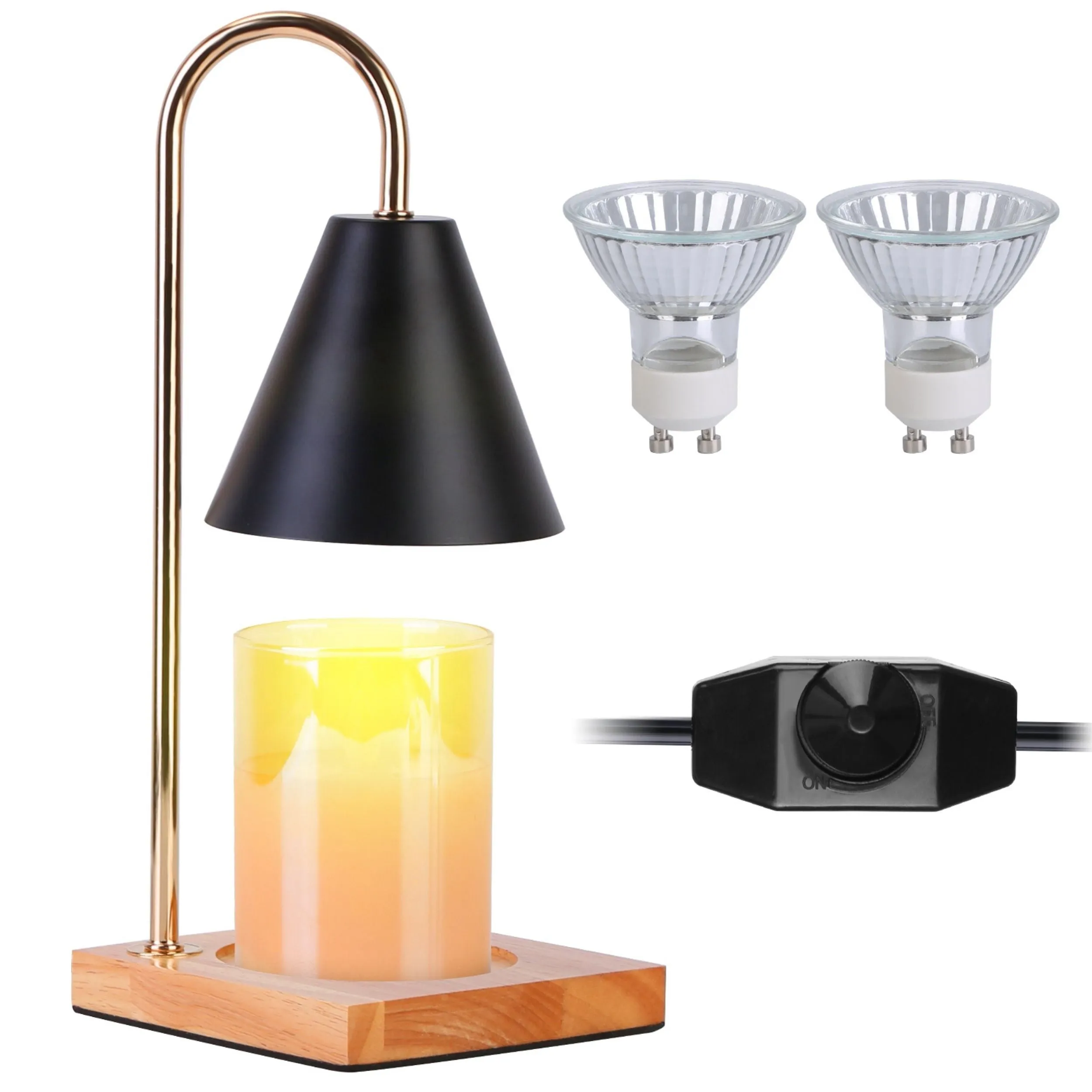 Dimmable Electric Wax Melt Warmer Lamp - Decorative Metal Lantern with 2 GU10 Bulbs - Fragrance Candle Melt Light (150 characters)