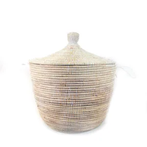 Dou Lid Storage Basket Monochrome White 23" x 18"