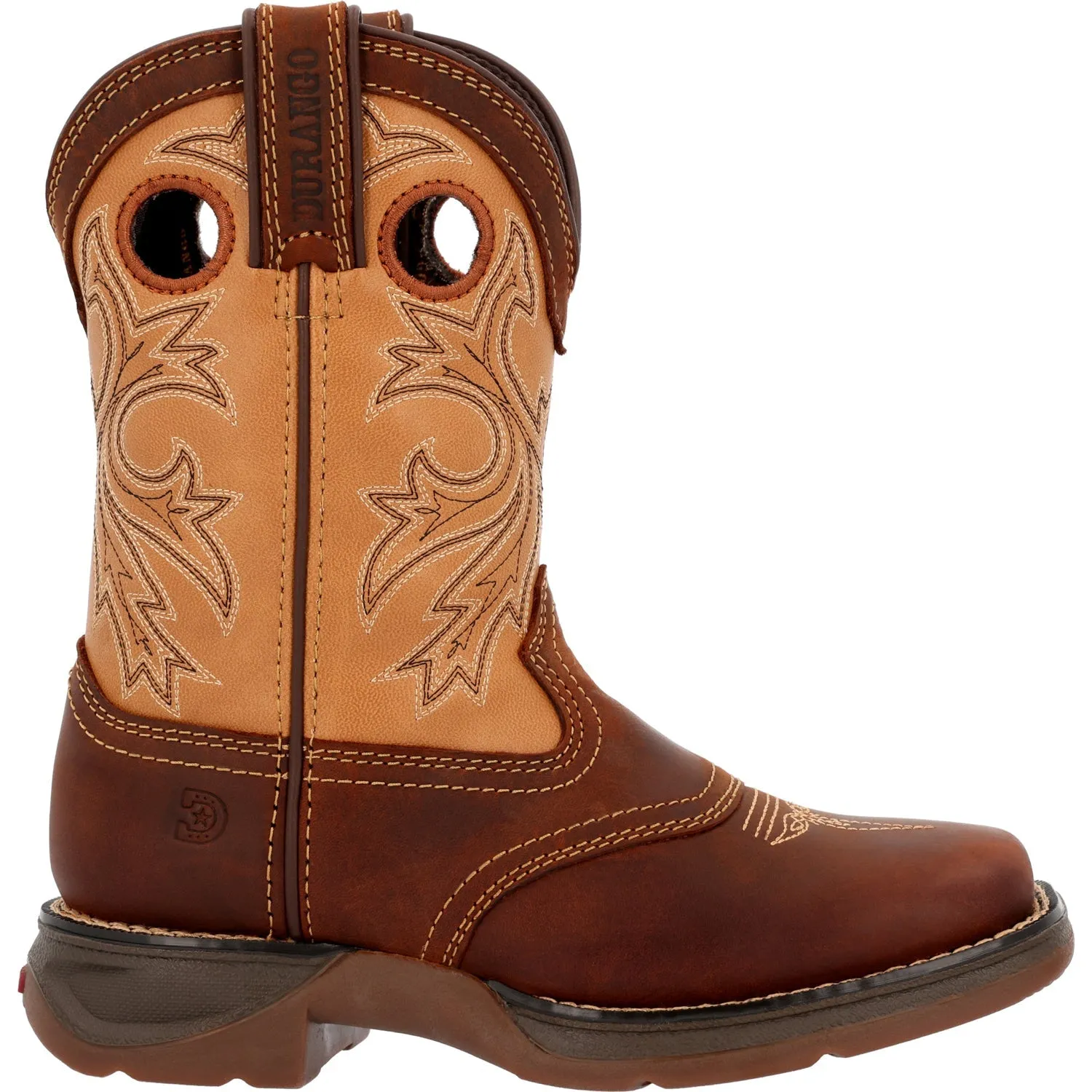 Durango Kids Unisex Lil Rebel Western Brown/Tan Leather Cowboy Boots