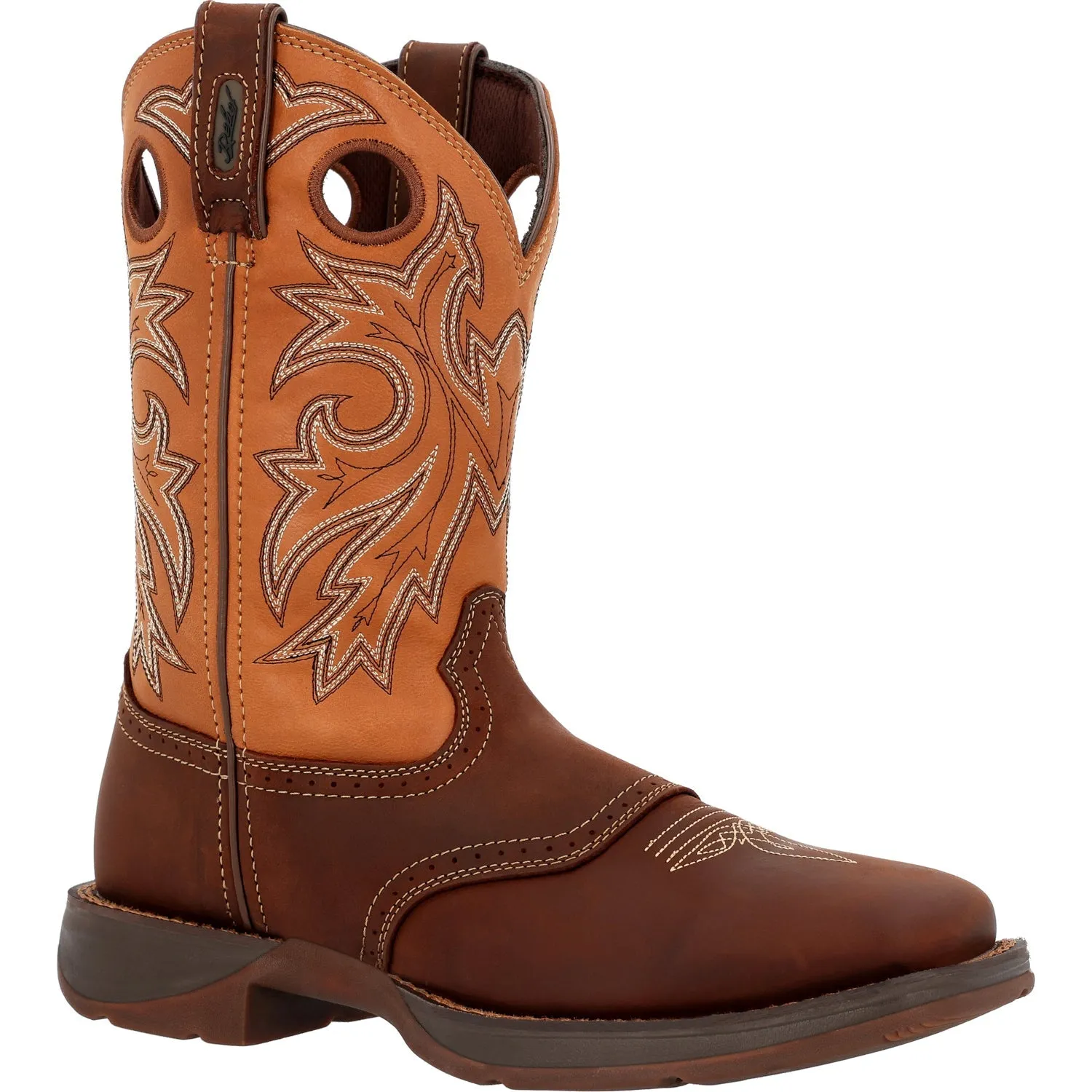 Durango Mens Rebel Saddle Up Brown/Tan Leather Cowboy Boots