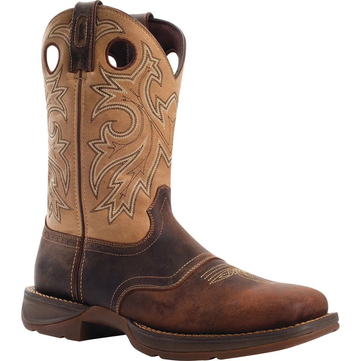 Durango Mens Rebel Saddle Up Brown/Tan Leather Cowboy Boots