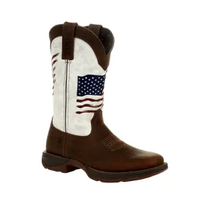 Durango Womens Lady Rebel Flag Bay Brown/White Leather Cowboy Boots