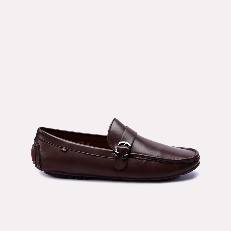 Everett Brown Minimalist Buckle Loafers 0130859