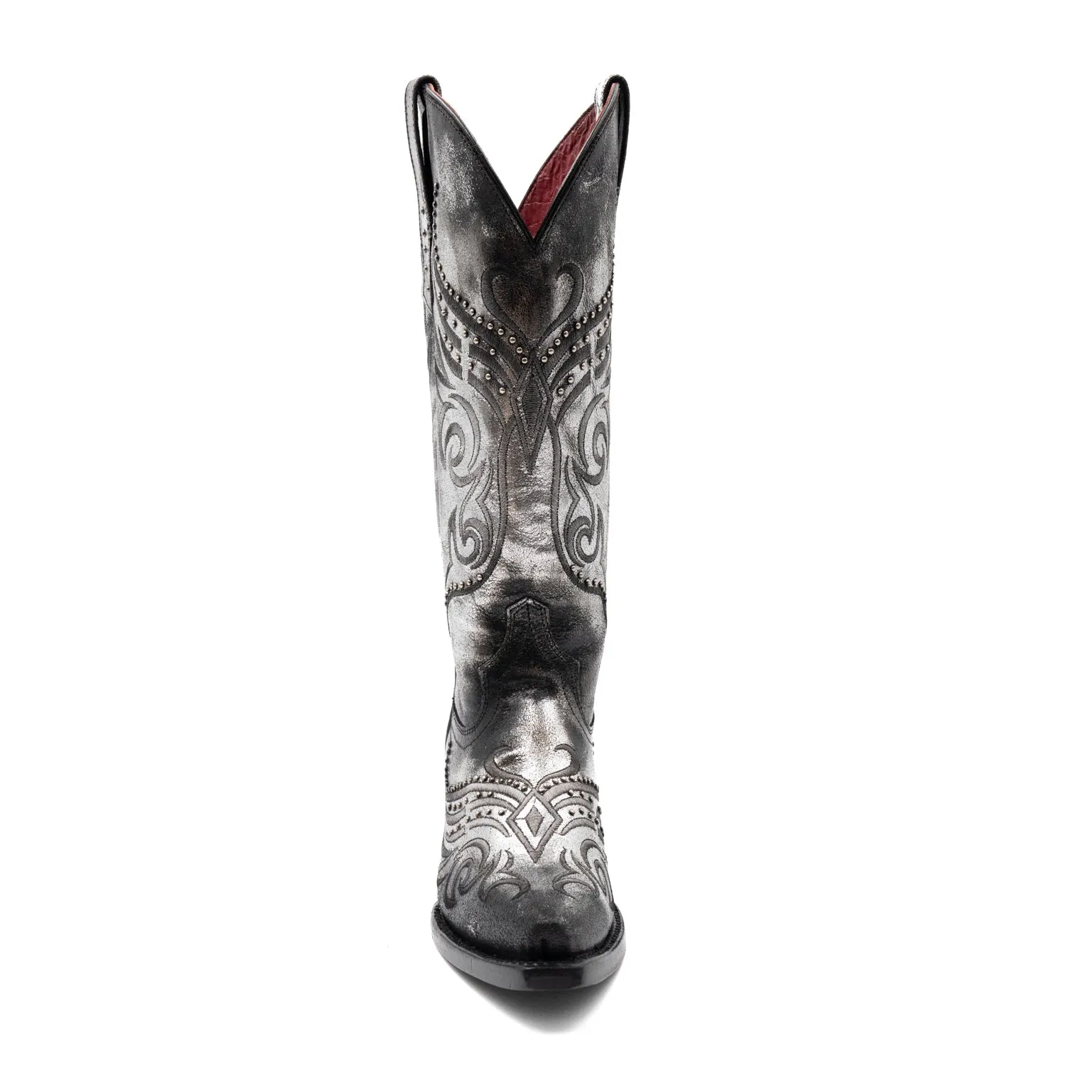 Ferrini Womens Masquerade V-Toe Silver Leather Cowboy Boots