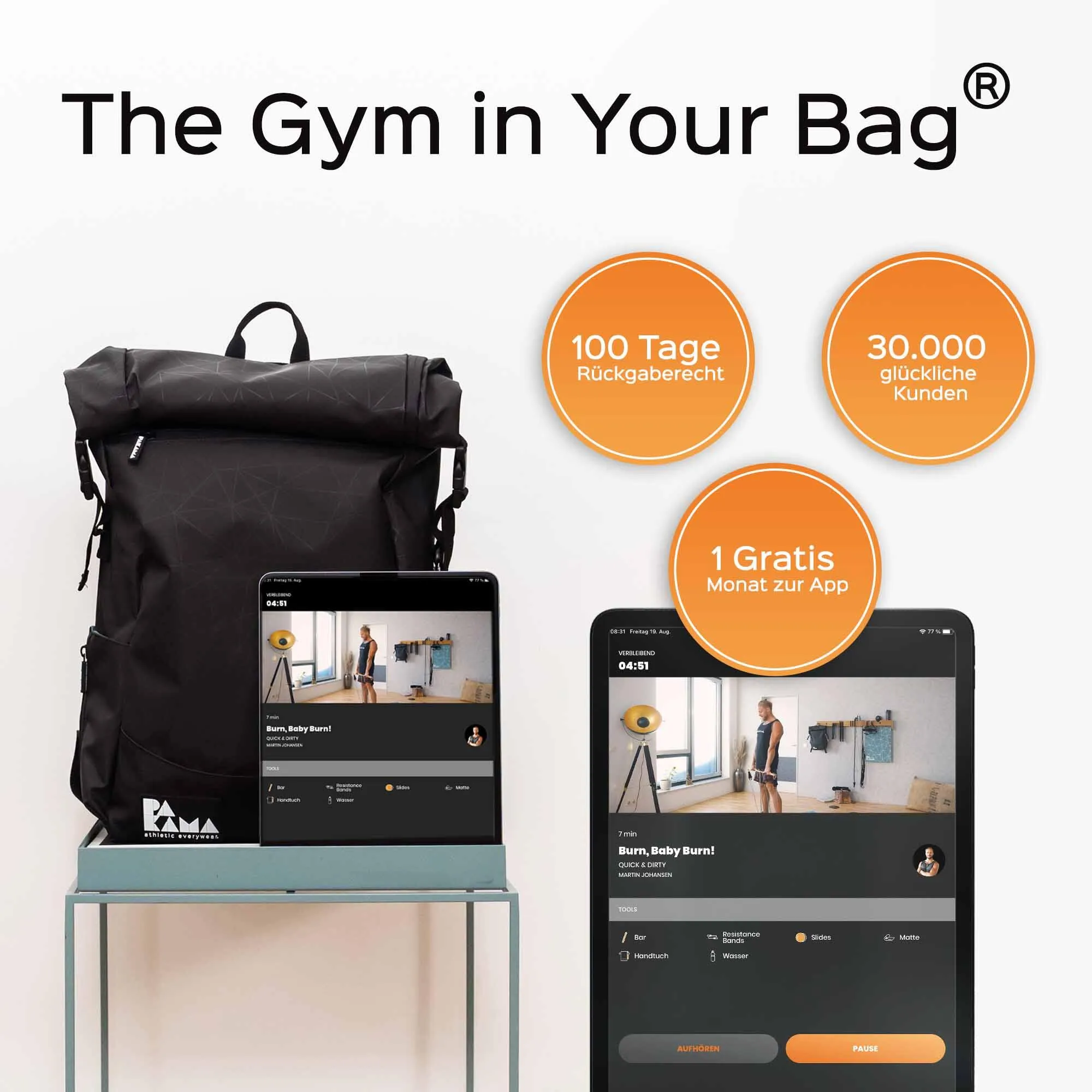 Fitness backpack PAKAMA (incl. attachment) - gym you can take with you, green