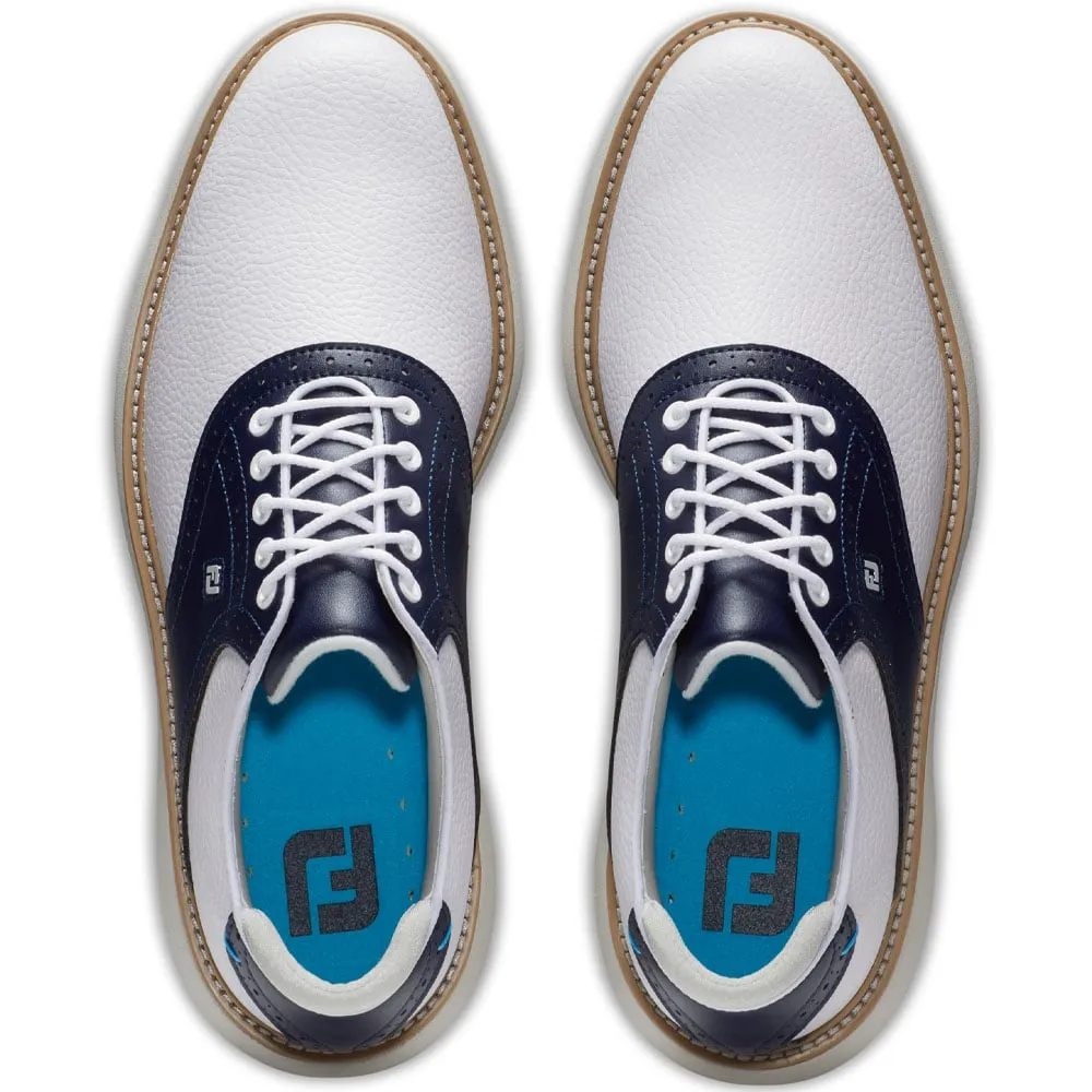 FootJoy Traditions Spiked Waterproof Shoes - White/Navy